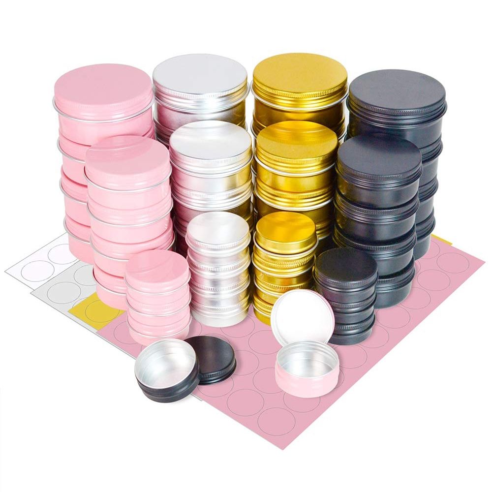 Aluminum Round Cans with Lid Metal Tins Cosmetic Container