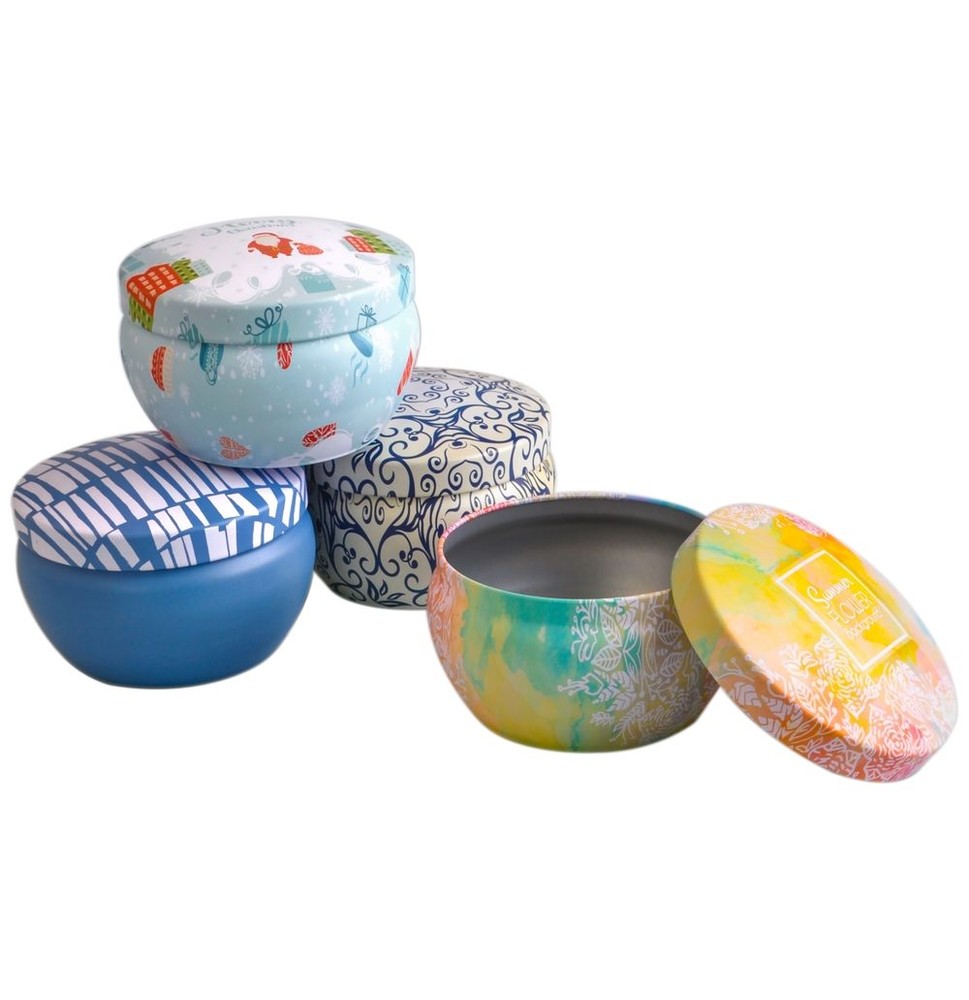 Custom round tin candle box
