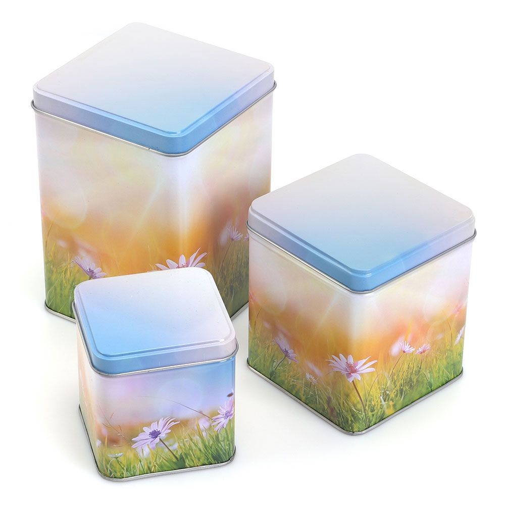 Custom square gift tin box with printing
