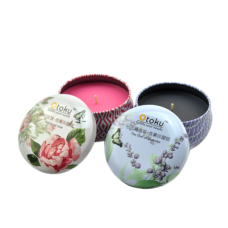 Round metal tin can with movable lid tin for candle jar