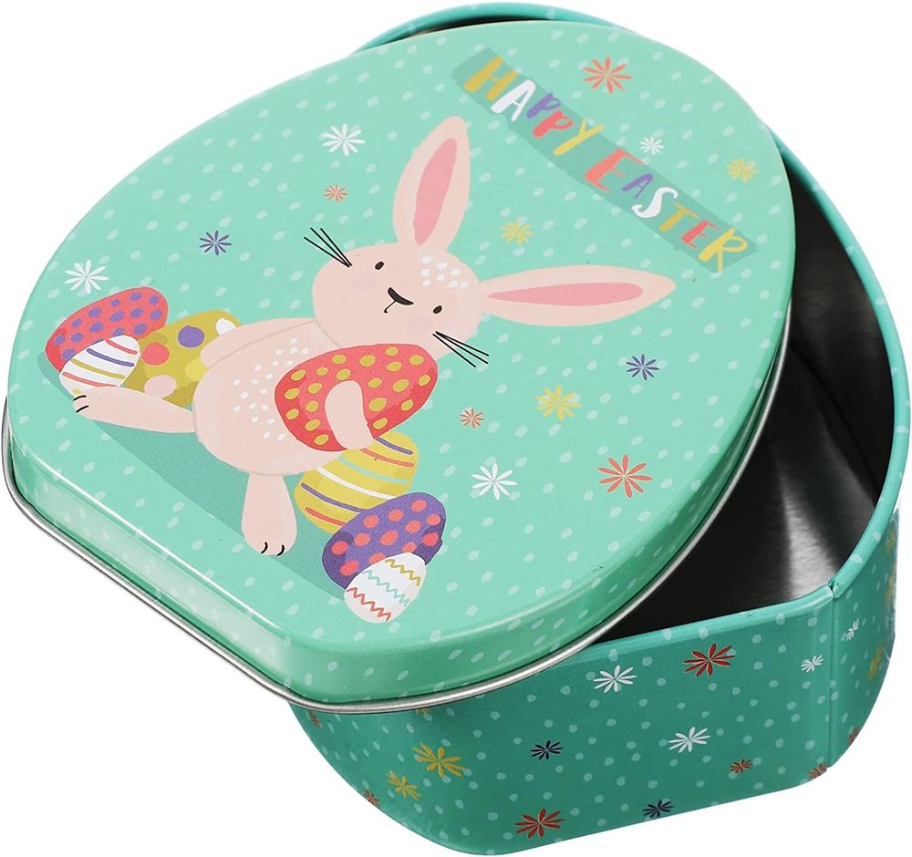 High Quality Speical Shape Empty Cookie Gift Tins Easter Rabbit Tin Box Decorative Tin Box for Easter Party Favors