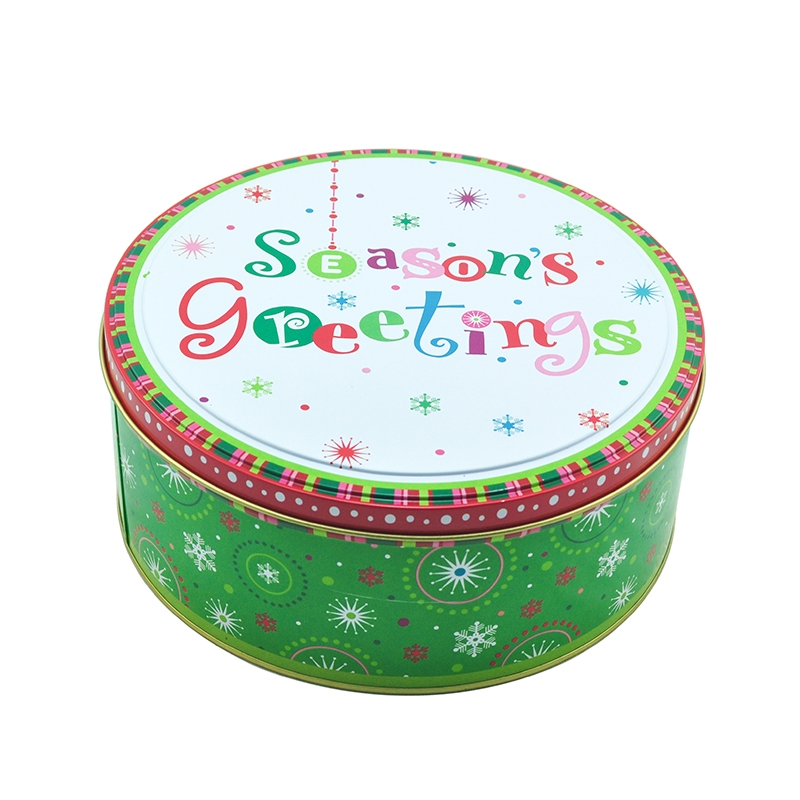 Wholesale Christmas cookie metal tin box round organizer food grade