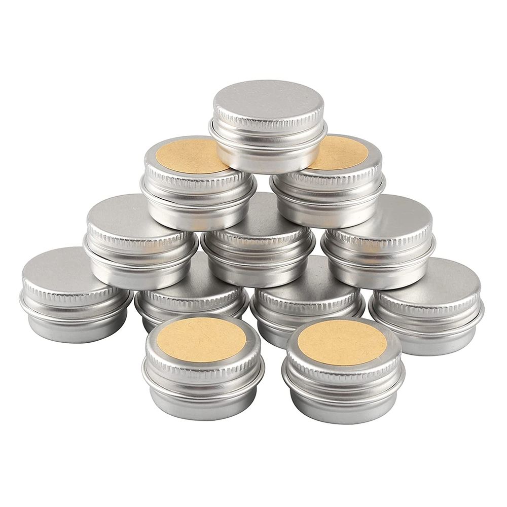 Custom 5ml 5g Empty Small Round Silver Aluminum Tin Jars with Screw Lids Cosmetics Lip Balm Containers