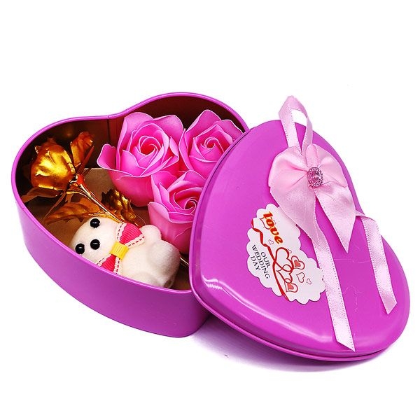 Hot sale metal heart shape chocolate candy gift tin can for Valentine's Day