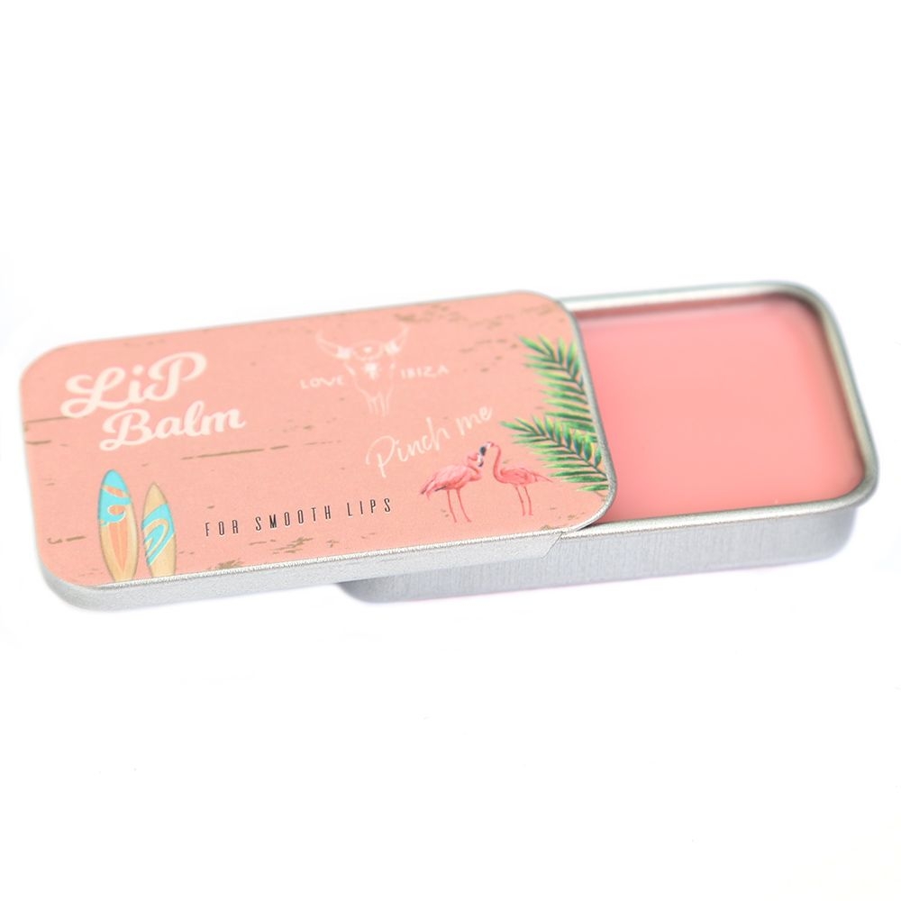 Wholesale custom metal flat lip balm solid perfume tin can with slide tops