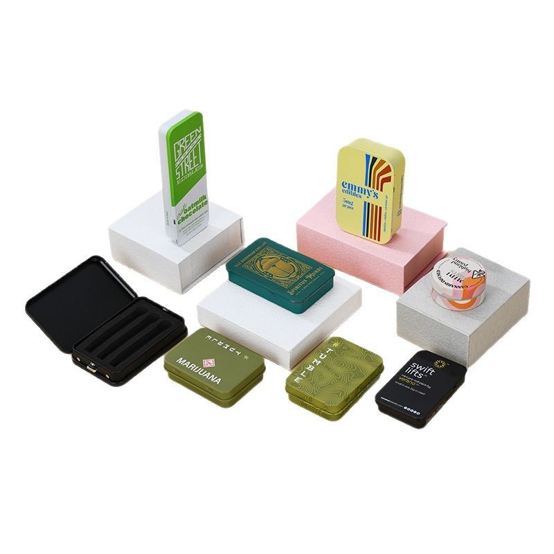 Custom CR Metal Tin Box Packaging Child Proof Tin Can case Pr Roll Tobacco king Size Child Resistant Tin Box Packaging