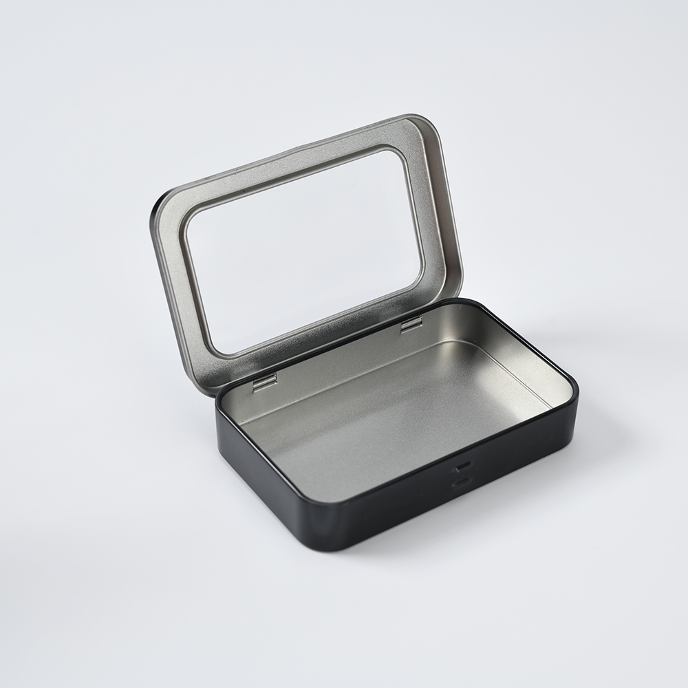 Factory Wholesale Food Grade Cookie Tea Packaging Tin Round Metal Tin Can Clear Lid Rectangle Tin Gift Box With Window
