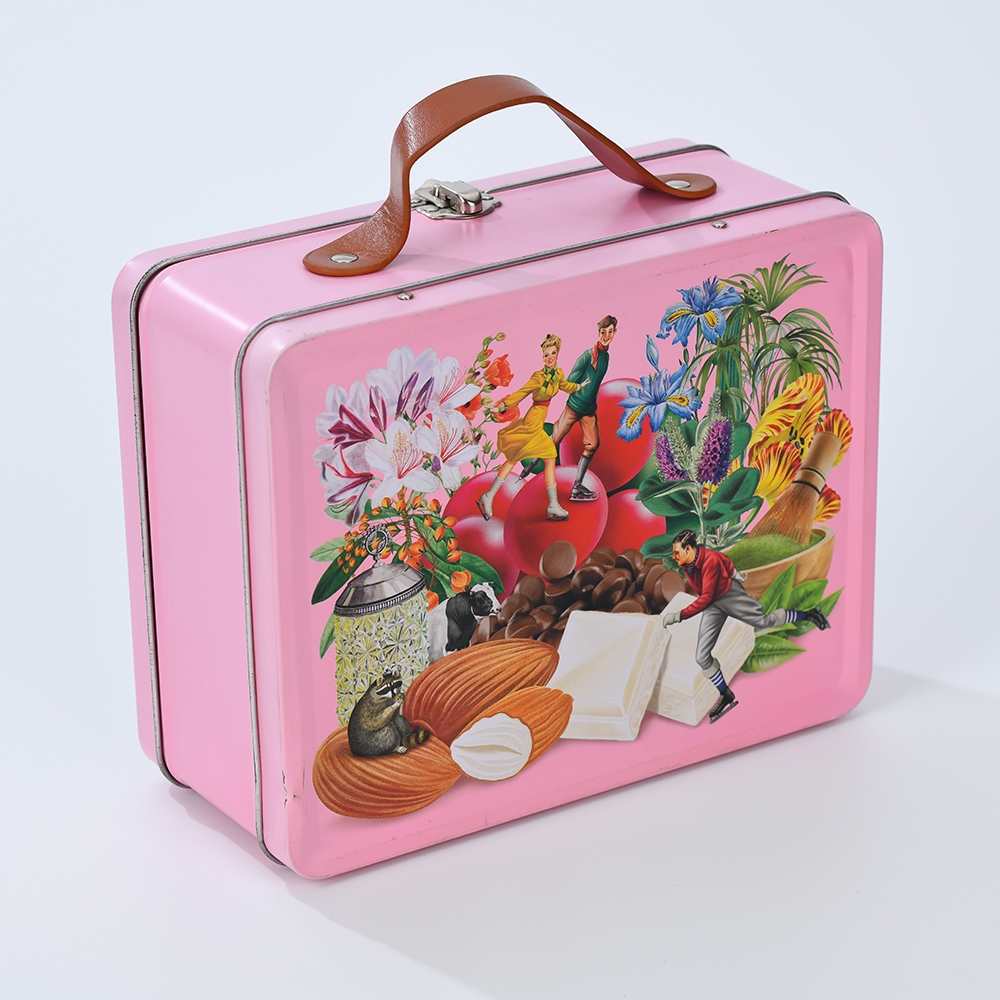 Tin Suitcase Box with Handle Children Safe Lunch Tin Box Custom Food Grade Confectionery Lunch Metal Customized Packaging OEM
