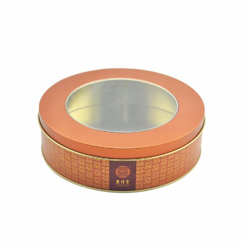 custom round tin box with plastic window