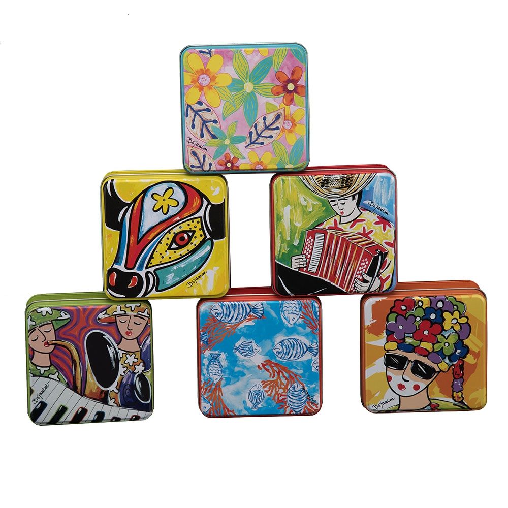 Square Metal Empty Tins Home Storage Containers Organizer Metal Square Tin Box with Hinged Lid