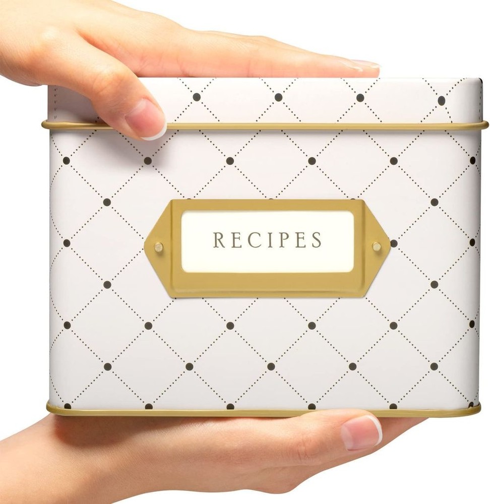 Tin Recipe Box Decorative Recipe Tin Box Greeting Card Organizer Box