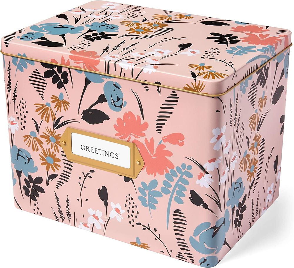 Tin Recipe Box Decorative Recipe Tin Box Greeting Card Organizer Box