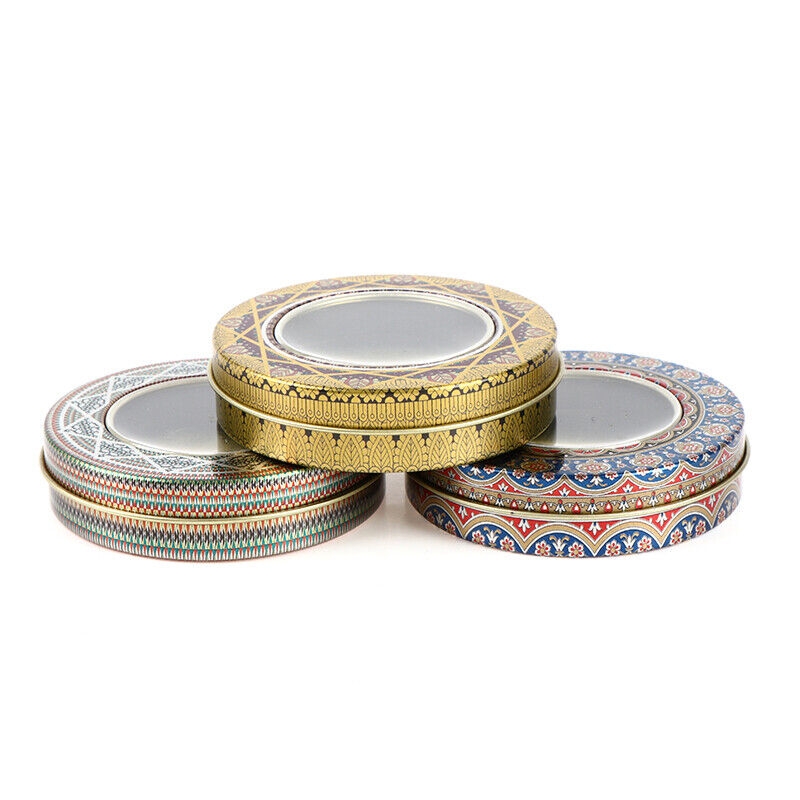 Wholesale round sarffon tin box with clear window