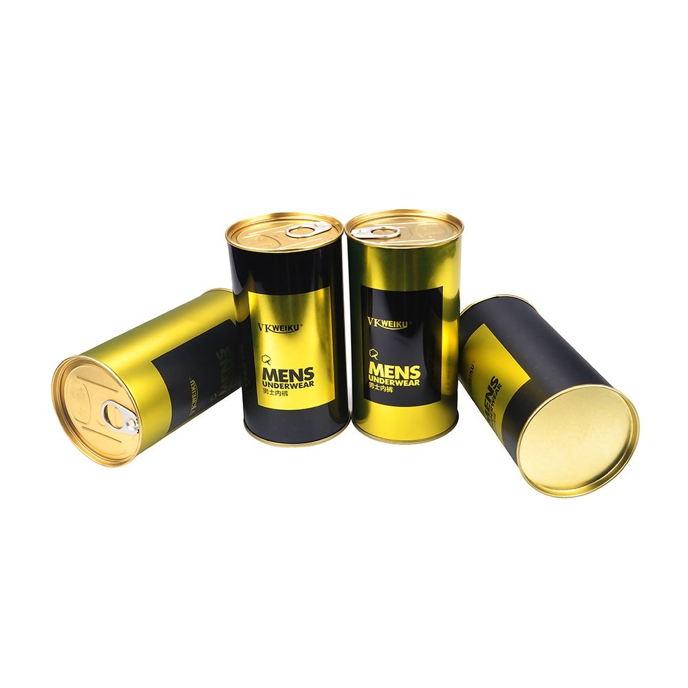 Custom Underwear Packaging Tin Can with Easy Open-End