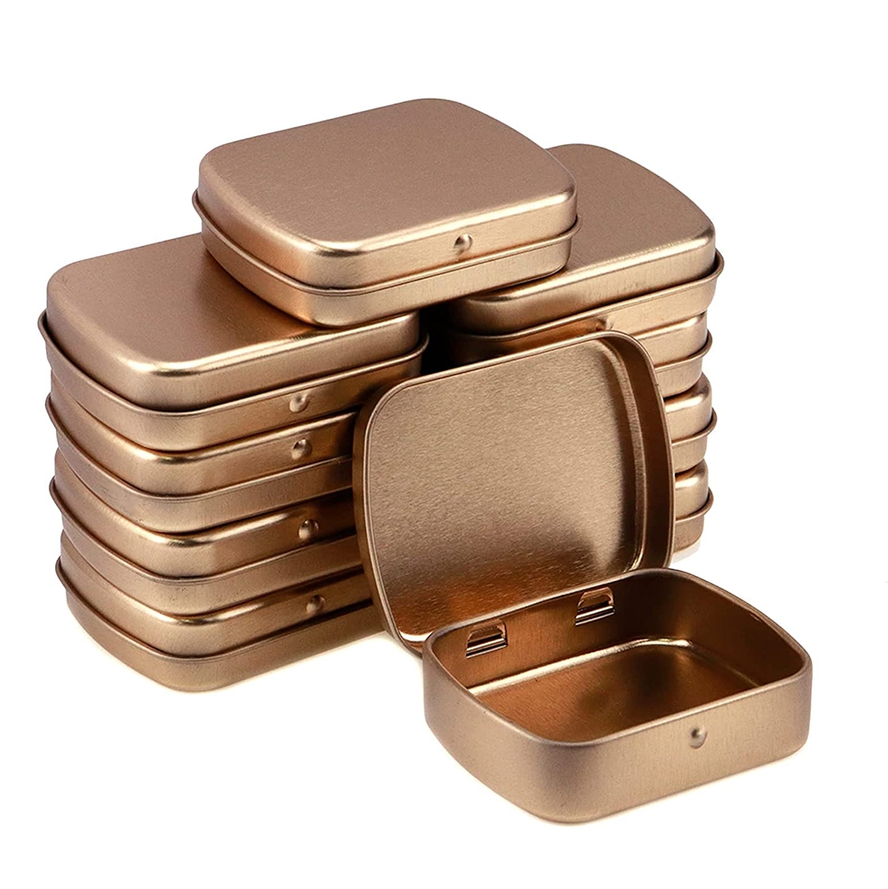 Hinge lid small rectangular shaped candy chewing gum tin package