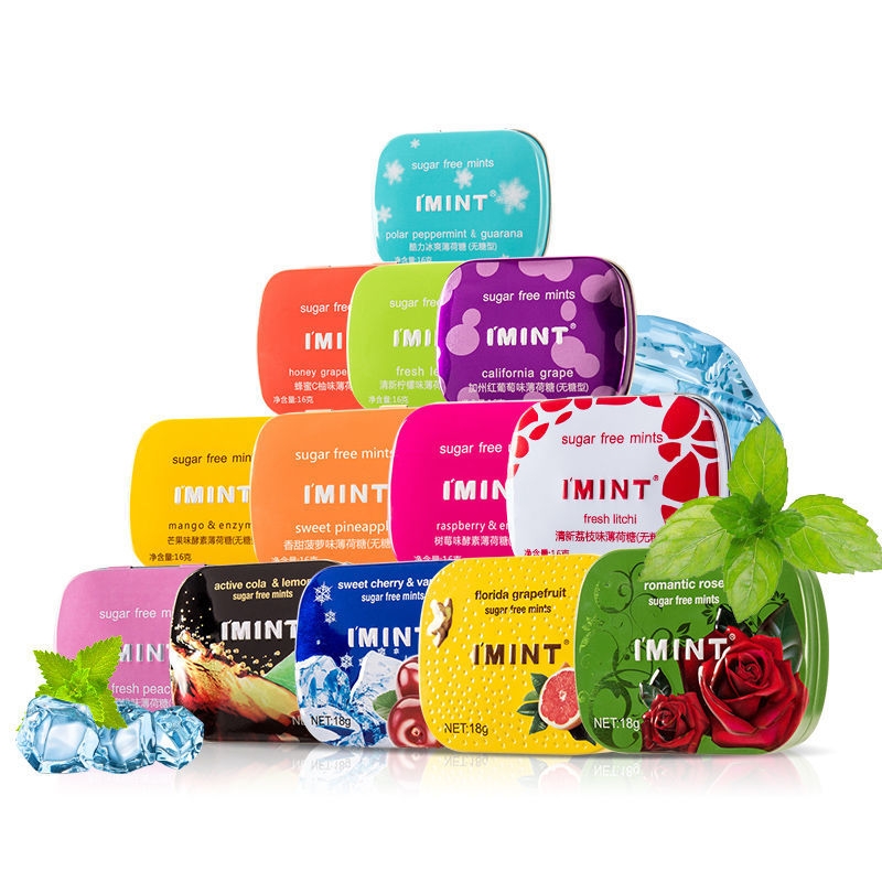 Hinge lid small rectangular shaped candy chewing gum tin package
