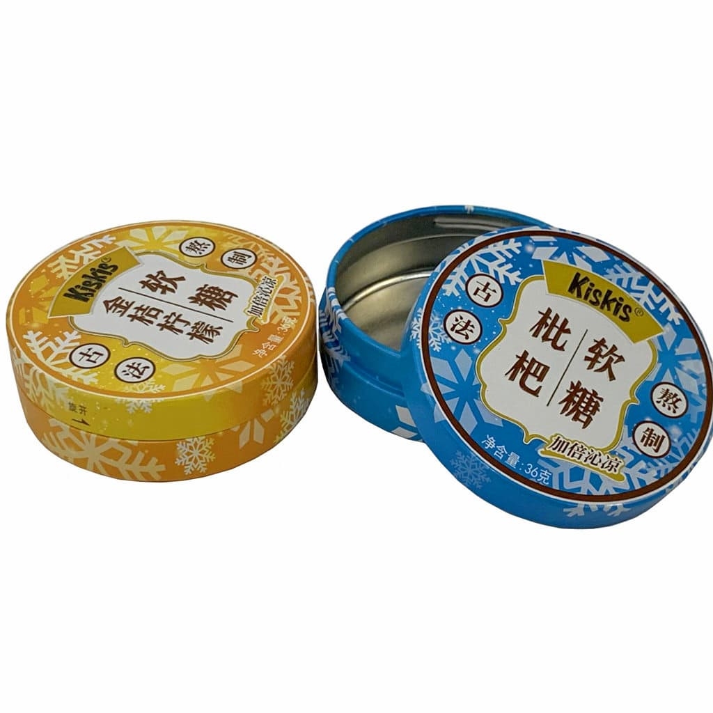 Food grade round custom metal mint tin box gummies tin container