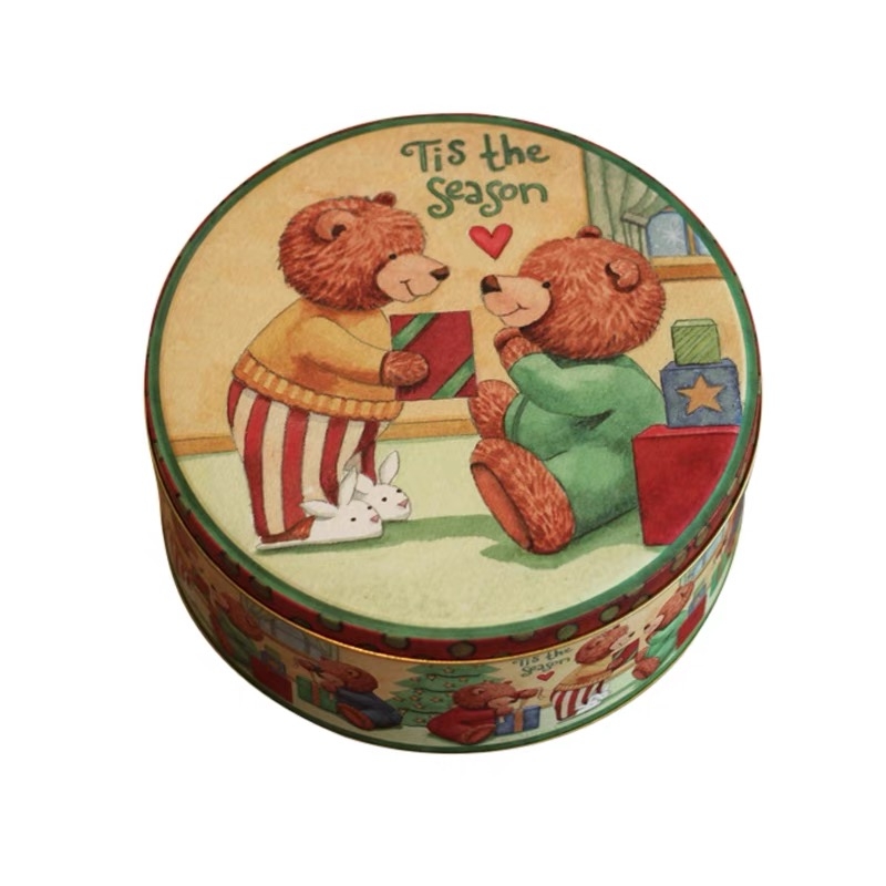 Christmas Cookie Tins with Lids for Gift Giving Small Xmas Tin Containers