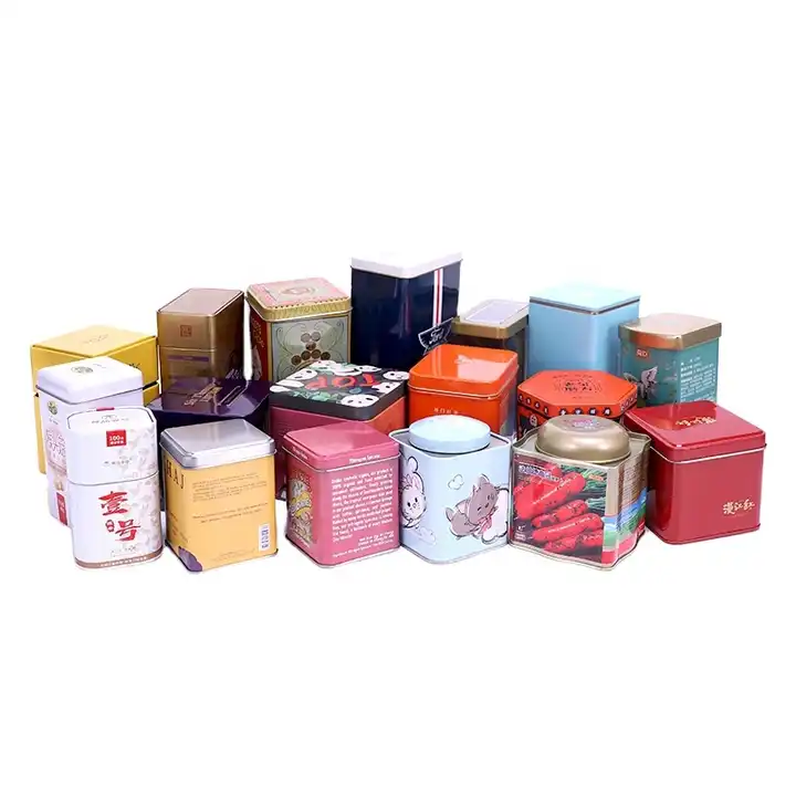 Custom wholesale square metal tea tin box packaging loose tea caddy tin storage rectangular airtight coffee bean tin container