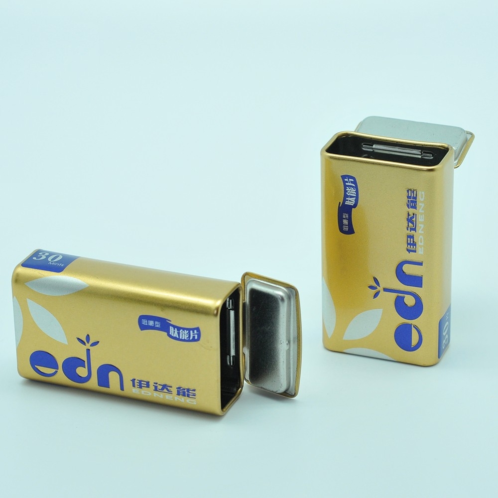 Wholesale Personalized Embossing Logo Tinplate Mint Candy Chewing Gum Storage Hinged Box
