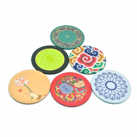 Round beer cup mat metal tin drink coaster with cork back